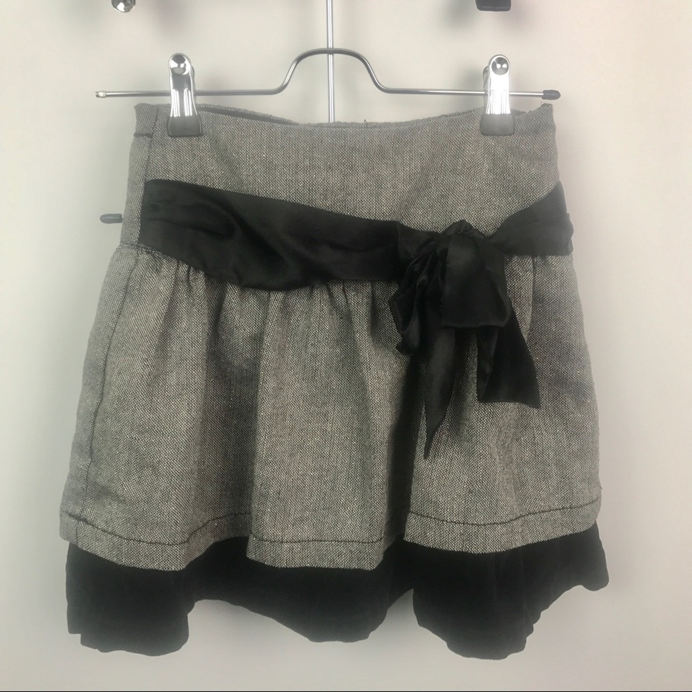 Cherokee Tweed and Velvet Skirt, gray/black
